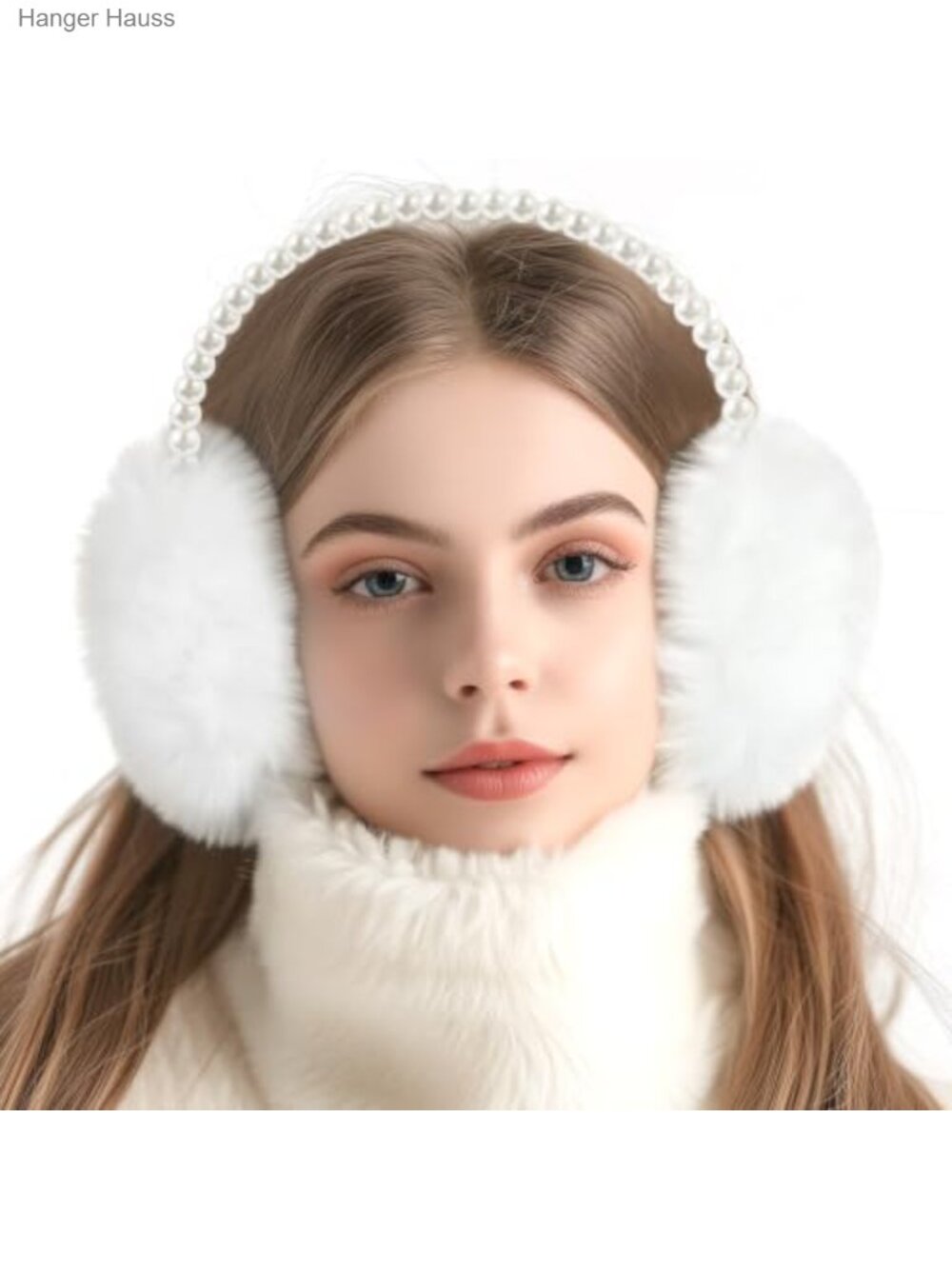 Pearl Headband Faux Fur Ear Muffs Soft Plush Winter Ear Warmers